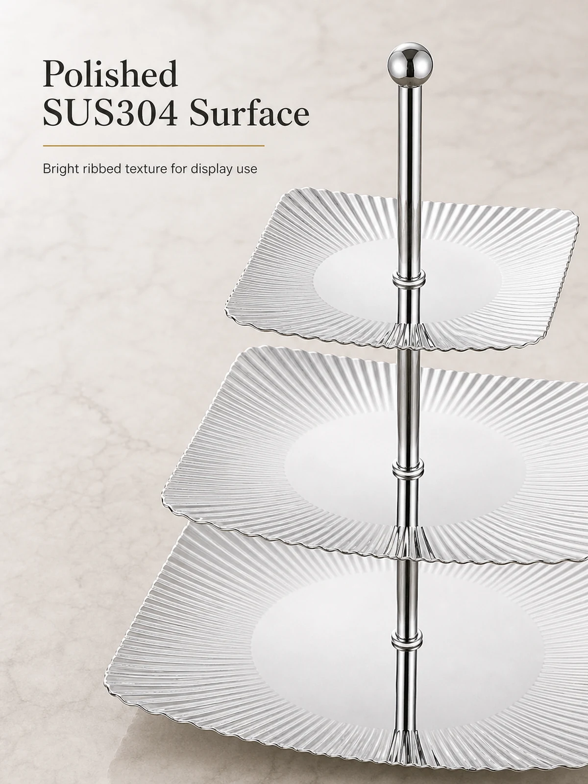 Polished SUS304 ribbed surface detail